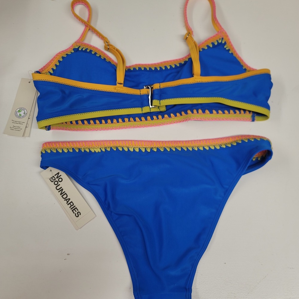 No Boundaries Cobalt Crush Bikini Set Sz L & S, Cheeky High Leg Swimsuit‎
